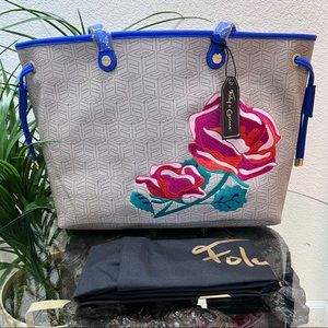 💥NWT💥 Foley & Corinna Floral Vegan Leather Tote Bag With Pouch